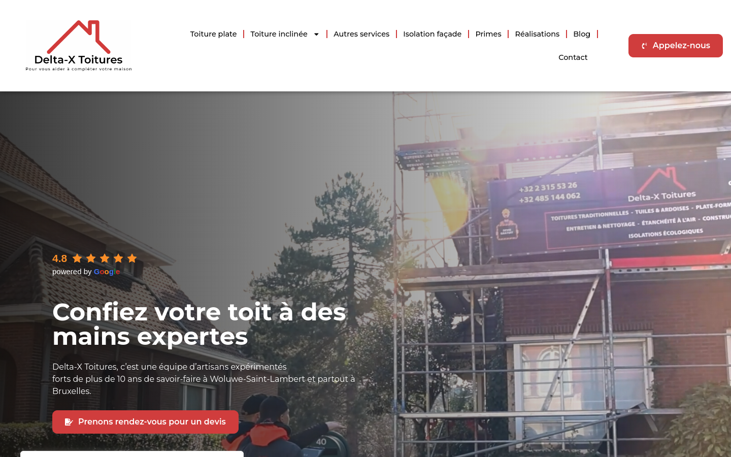 Delta-X Toitures – site de prezentare, desktop