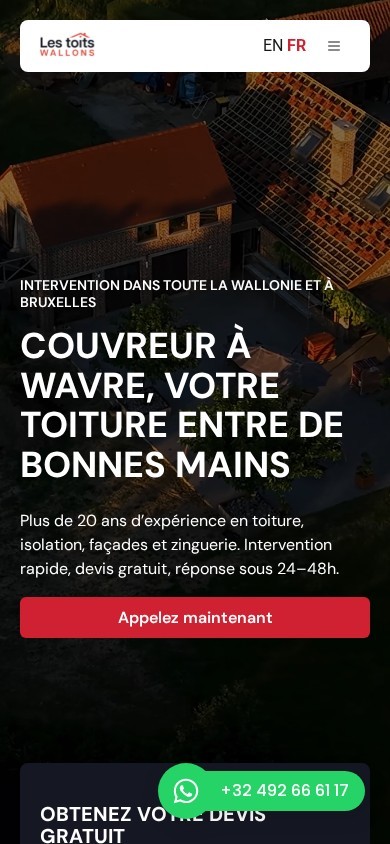 Les Toits Wallons – site de prezentare, mobil